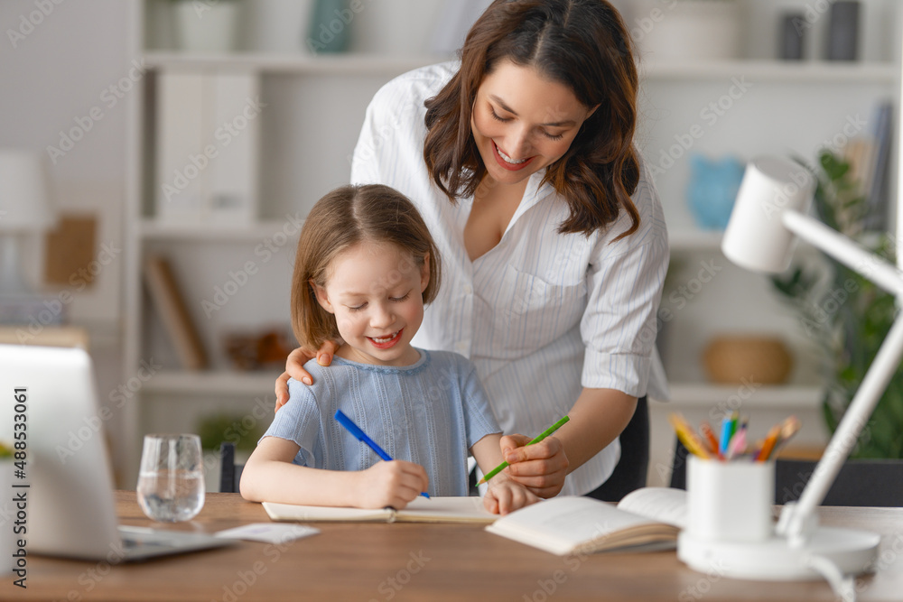 Girl doing homework or online education. Girl doing homework or online education.