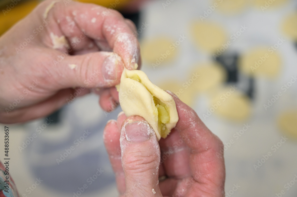 Making dumplings at home. Selective focus. Making dumplings at home. Selective focus.