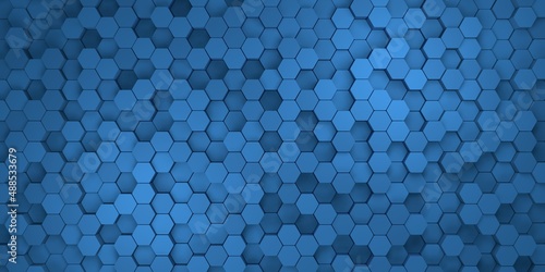 Abstract geometric background with hexagons in blue colors. 3d render © Gellax