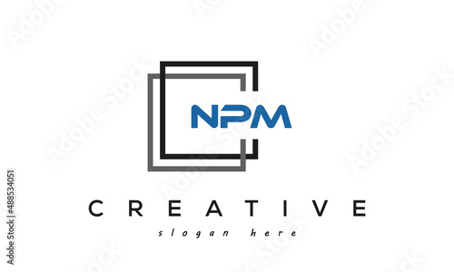 NPM creative square frame three letters logo