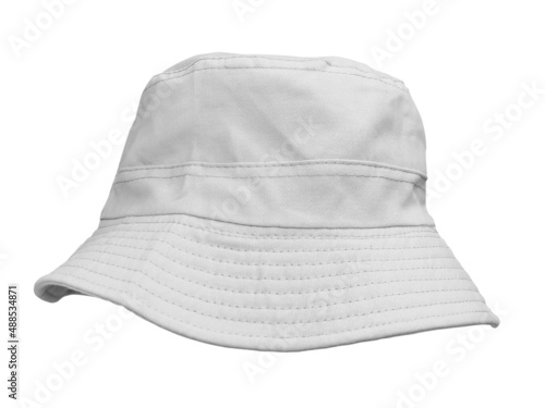 white bucket hat isolated on white photo