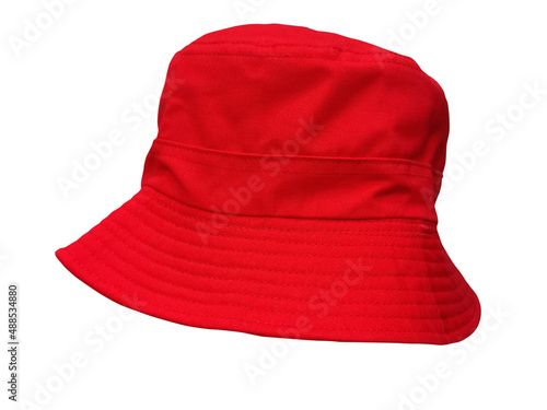 Εκτύπωση καμβά red bucket hat isolated on white