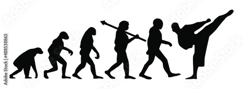 Evolution of the Karate. Symbol from monkey to karate master.