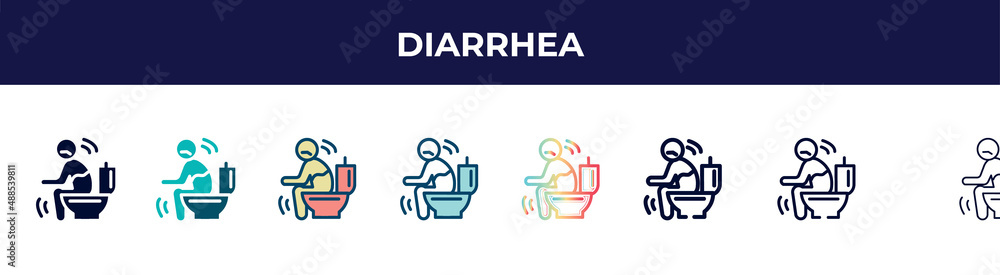 diarrhea icon in 8 styles. line, filled, glyph, thin outline, colorful, stroke and gradient styles, diarrhea vector sign. symbol, logo illustration. different style icons set. diarrhea icon in 8 styles. line, filled, glyph, thin outline, colorful, stroke and gradient styles, diarrhea vector sign. symbol, logo illustration. different style icons set.