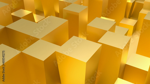 The gold column for abstract background  3d rendering