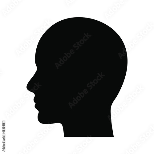 Human head profile black shadow silhouette vector illustration isolated on white background. Head icon.