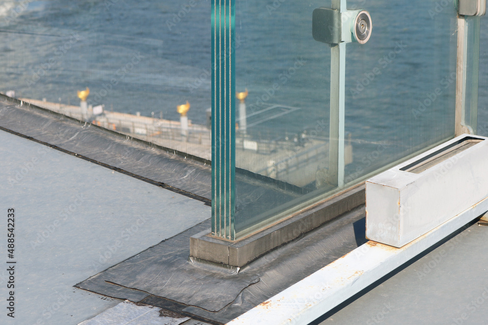 Sky Railing Laminated glass railing for skyscraper. Stock Photo | Adobe Stock
