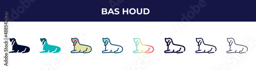 bas houd icon in 8 styles. line, filled, glyph, thin outline, colorful, stroke and gradient styles, bas houd vector sign. symbol, logo illustration. different style icons set.