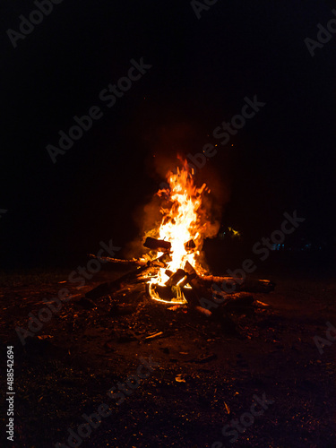 bonfire at night during camp