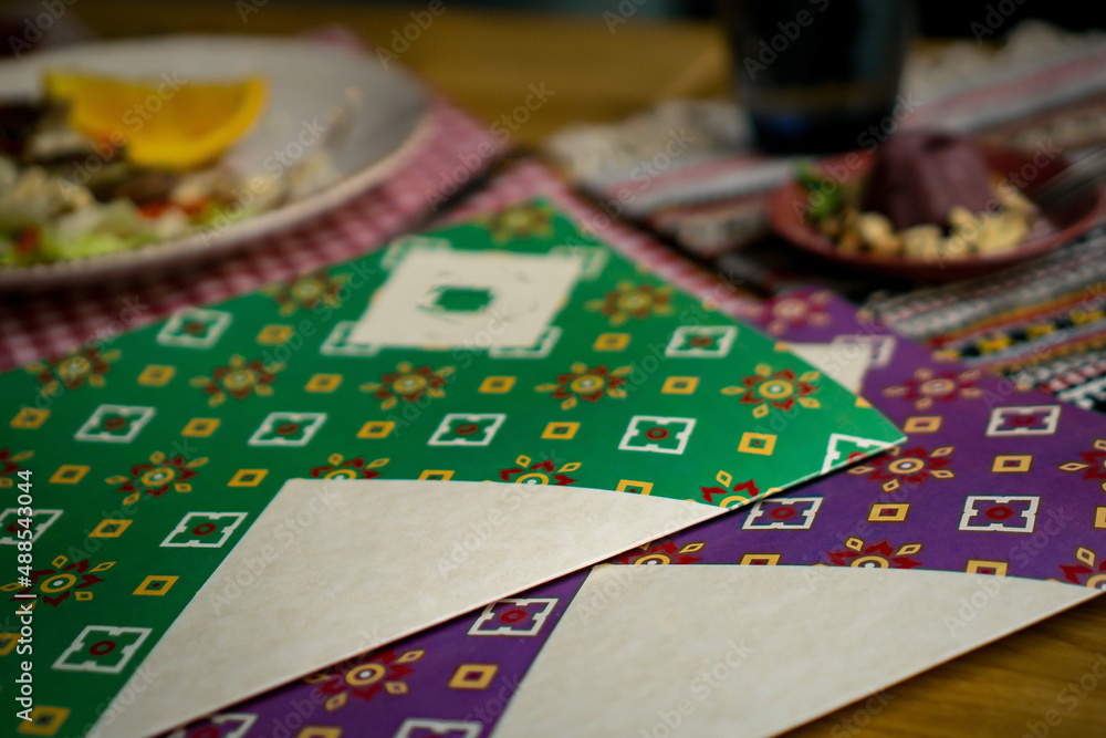 Fototapeta premium Menu on a table set in a restaurant