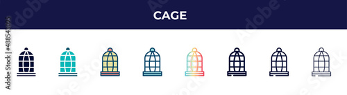 cage icon in 8 styles. line, filled, glyph, thin outline, colorful, stroke and gradient styles, cage vector sign. symbol, logo illustration. different style icons set.