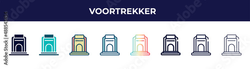 voortrekker icon in 8 styles. line, filled, glyph, thin outline, colorful, stroke and gradient styles, voortrekker vector sign. symbol, logo illustration. different style icons set.