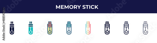 memory stick icon in 8 styles. line, filled, glyph, thin outline, colorful, stroke and gradient styles, memory stick vector sign. symbol, logo illustration. different style icons set.
