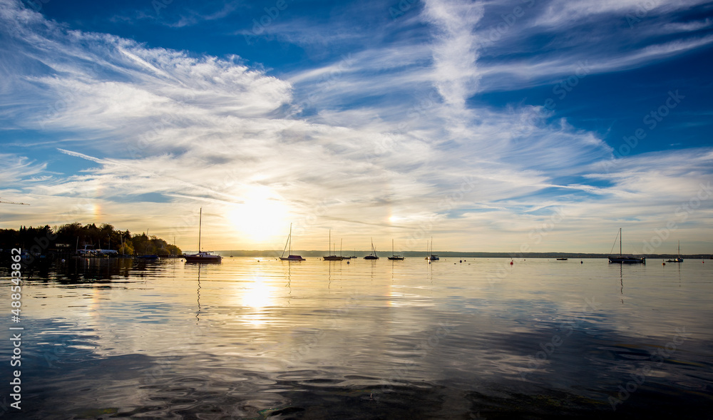 Sonnenuntergang am See - Blick von Herrsching