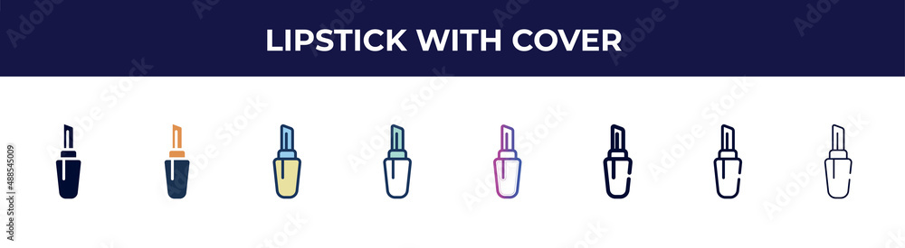 lipstick with cover icon in 8 styles. line, filled, glyph, thin outline, colorful, stroke and gradient styles, lipstick with cover vector sign. symbol, logo illustration. different style icons set. lipstick with cover icon in 8 styles. line, filled, glyph, thin outline, colorful, stroke and gradient styles, lipstick with cover vector sign. symbol, logo illustration. different style icons set.