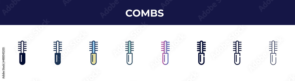 combs icon in 8 styles. line, filled, glyph, thin outline, colorful, stroke and gradient styles, combs vector sign. symbol, logo illustration. different style icons set. combs icon in 8 styles. line, filled, glyph, thin outline, colorful, stroke and gradient styles, combs vector sign. symbol, logo illustration. different style icons set.