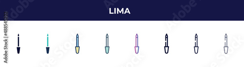 lima icon in 8 styles. line, filled, glyph, thin outline, colorful, stroke and gradient styles, lima vector sign. symbol, logo illustration. different style icons set.