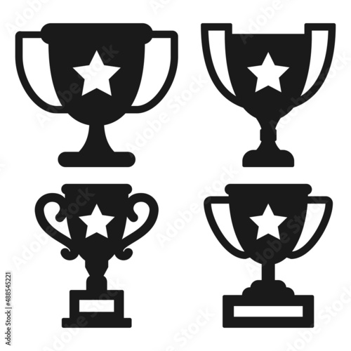 Black and white winner goblet silhouette set