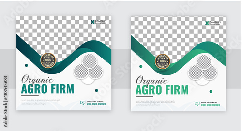 Agro farm services social media post or web banner template design. Lawn Mower Garden or Landscaping Service Social Media Post Template. Lawn Mower Garden Social Media Post.