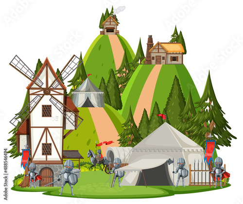 Isolated landscape of medieval army camp