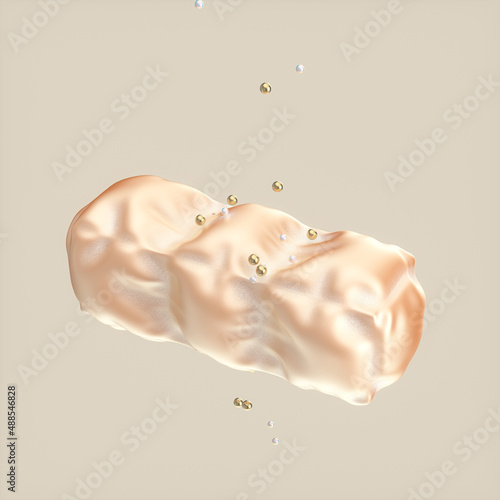 Simple bread. 3d illustration art with food concepts. holographic texture.