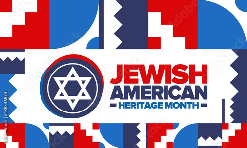 Jewish American Heritage Month. Jewish American contribution to the history United States. Celebrated annual in May. Star of David. Israel symbol. Vector poster, creative illustration