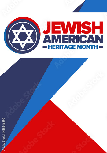 Jewish American Heritage Month. Jewish American contribution to the history United States. Celebrated annual in May. Star of David. Israel symbol. Vector poster, creative illustration