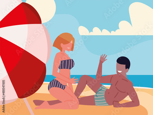 relaxing couple in beach
