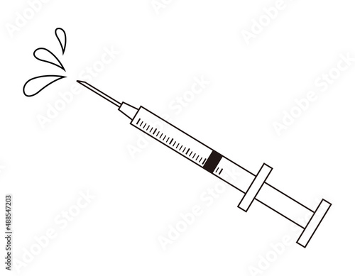 注射器のイラスト　ワクチン　予防接種