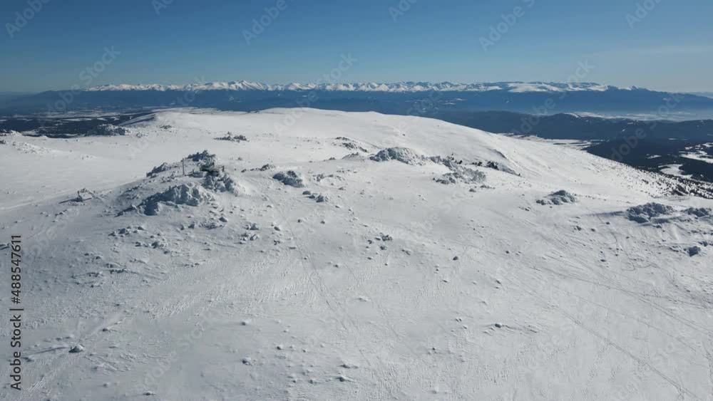 Aerial Winter view of Vitosha Mountain near Cherni Vrah peak, Sofia City Region, Bulgaria Aerial Winter view of Vitosha Mountain near Cherni Vrah peak, Sofia City Region, Bulgaria