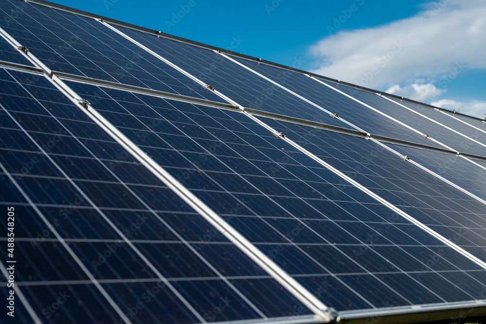 new solar panels on sky background new solar panels on sky background