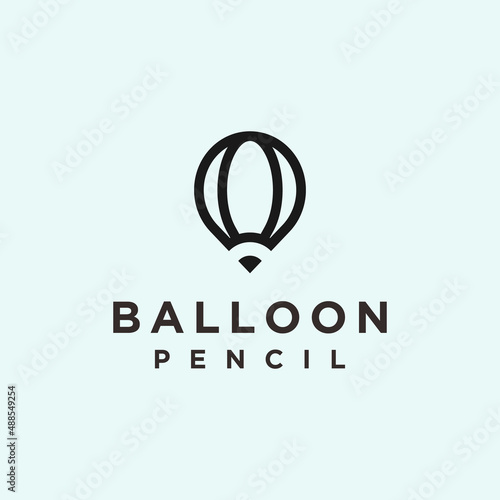 hot air balloon pencil logo. pen logo