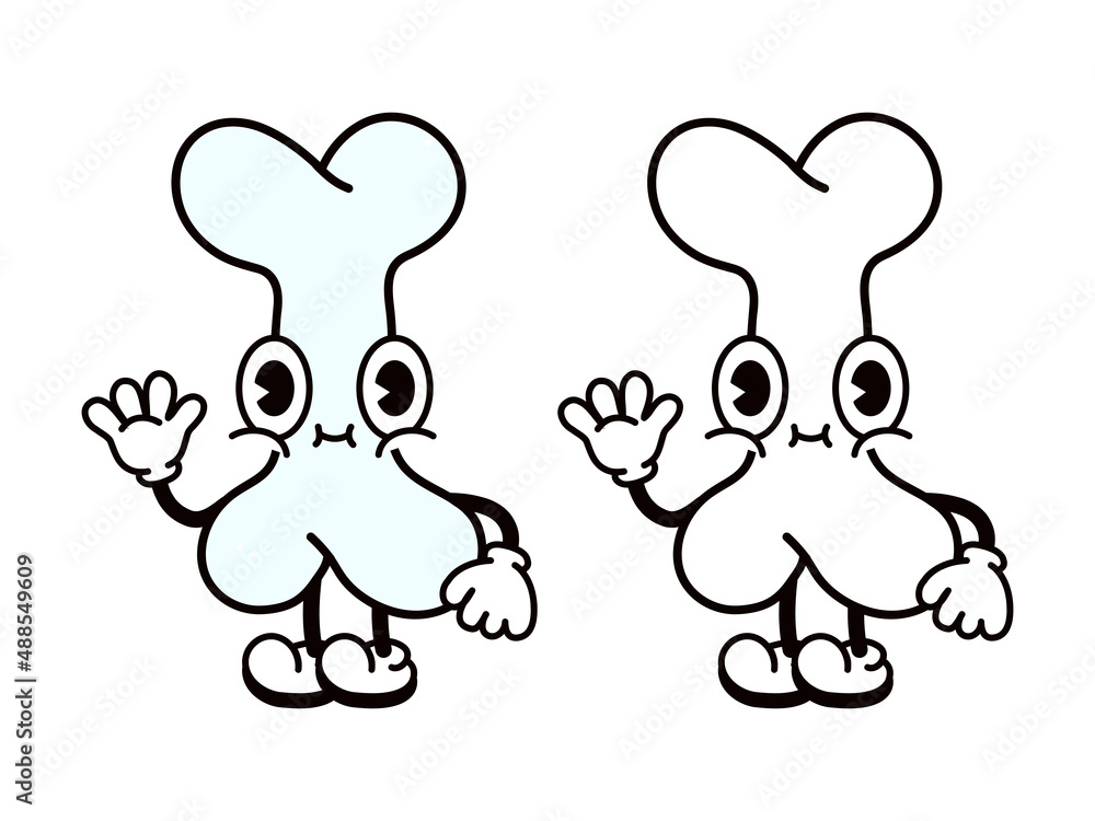 Cute funny bone character. Vector hand drawn traditional cartoon
