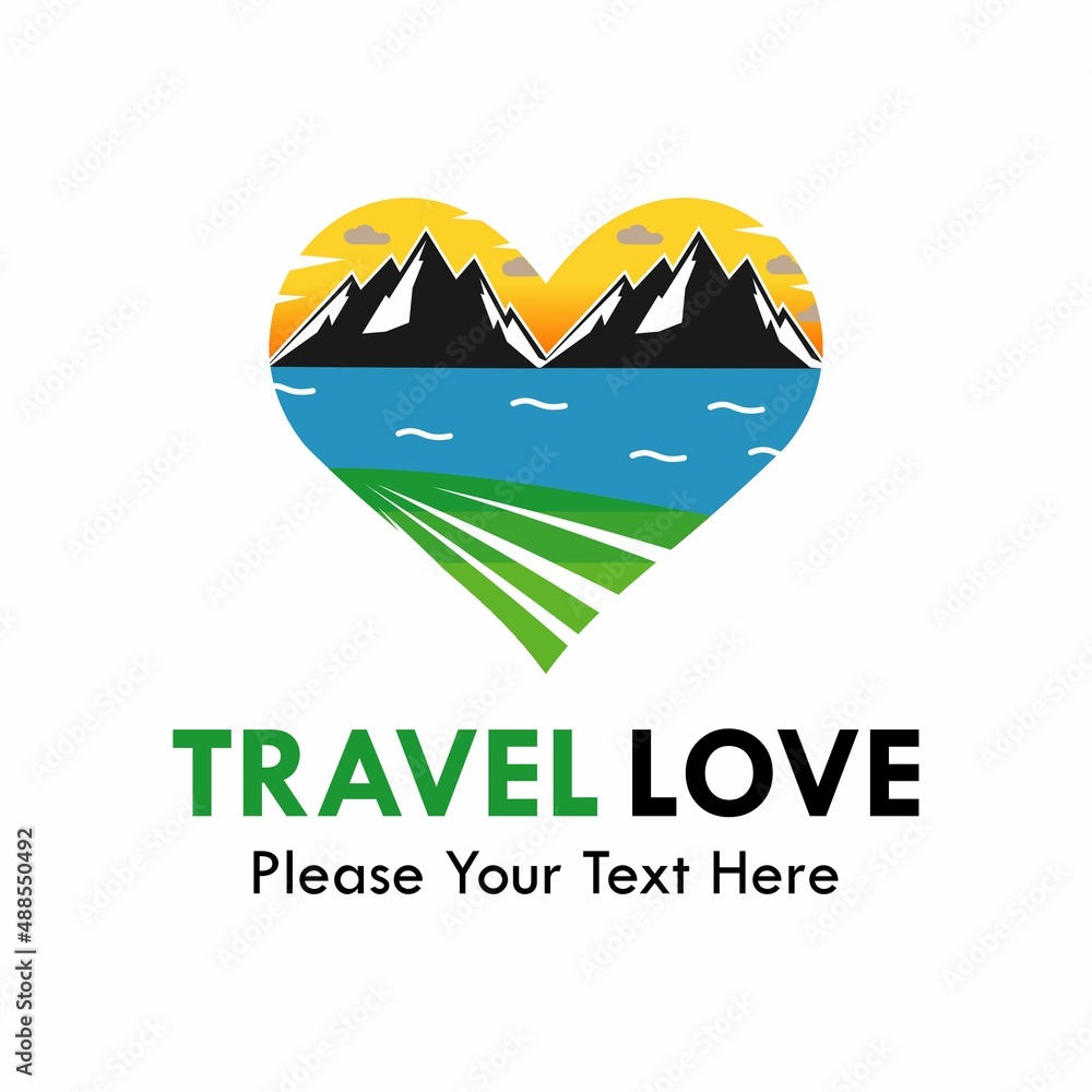 Travel love design logo template illustration