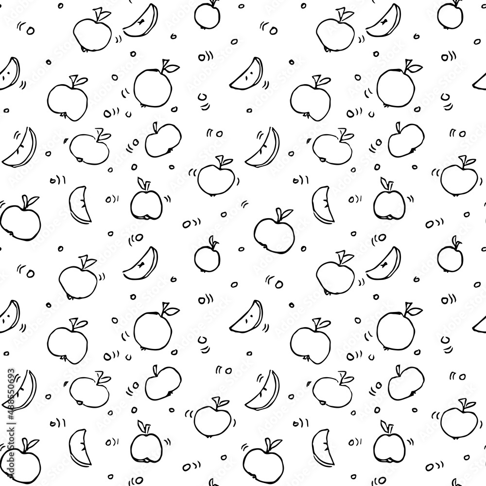 Seamless pattern with apples. fruit pattern. apple on white background. food seamless pattern. vector illustration