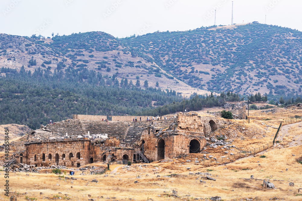 Roman amphitheater in the Hierapolis, in Pamukkale, Turkey.