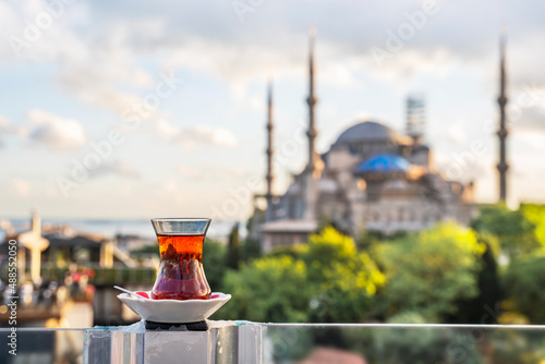 Photography Hot black Turkish tea