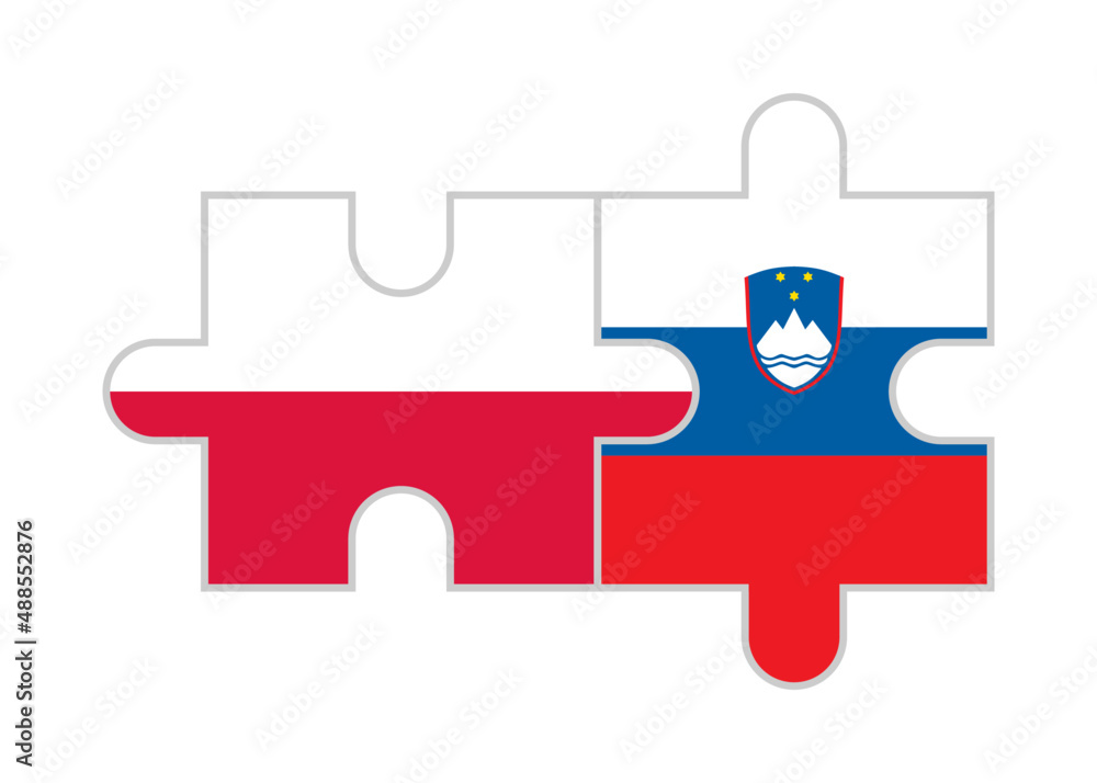 puzzle pieces of poland and slovenia flags. vector illustration isolated on white background puzzle pieces of poland and slovenia flags. vector illustration isolated on white background