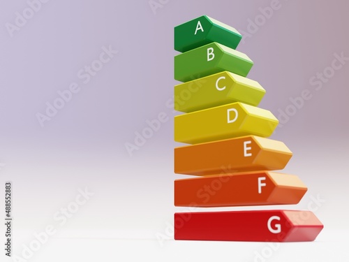 3d-rendering of an energy efficiency label on white background