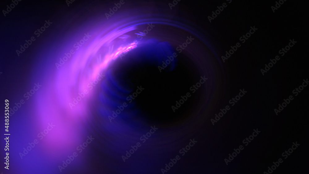 Bright abstract background with leaks. Blurred lighting tunnel. Magic portal. Vivid sphere lens