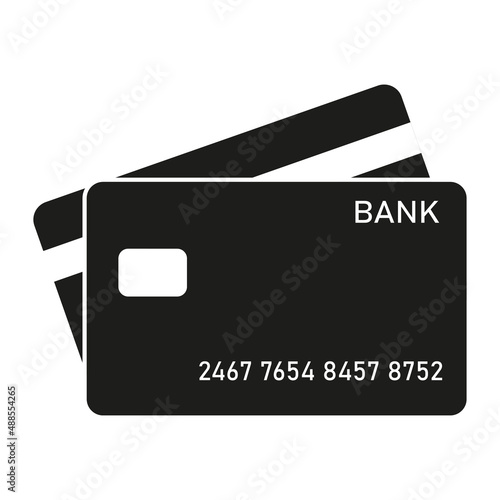 credit card. black icon isolated on white background. Vector illustration