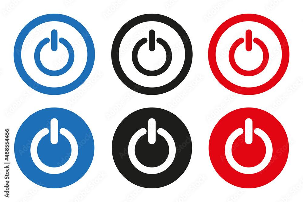 Power icons. On/Off switch. . Colored flat web icons. Vector Illustrator EPS Power icons. On/Off switch. . Colored flat web icons. Vector Illustrator EPS