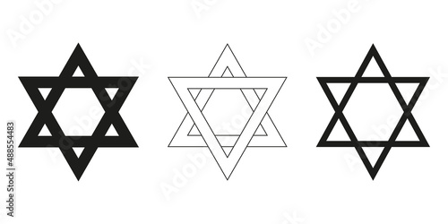 Star of David. Mini set of black silhouette on a white background illustration. eps10