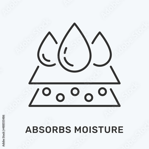 Absorb moisture line icon. Vector illustration of layers and three drops. Black outline pictogram for cosmetic properties