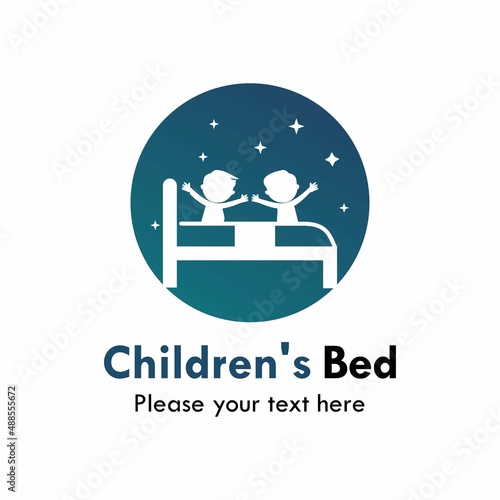 Children's bed logo template illustration