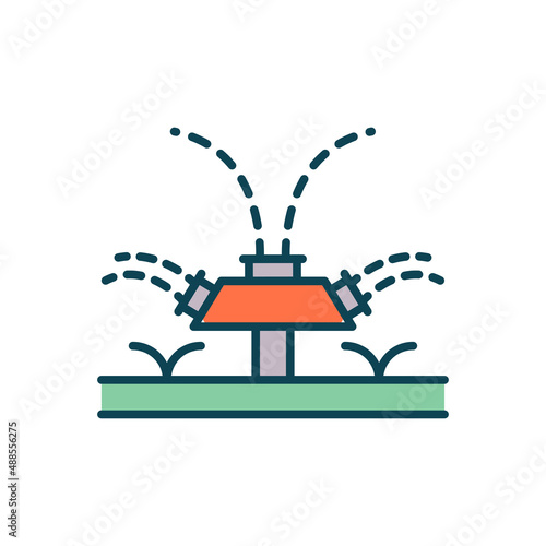 irrigation sprinkler Vector Filled Outline Icon Design illustration. Agriculture and Farming Symbol on White background EPS 10 File