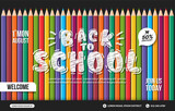 Welcome back to school background with colorful pencils, Concept of education templates for invitation, banner and poster