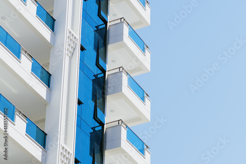 MODERN BUILDING TEXTURE background. Details of modern apartment building photo