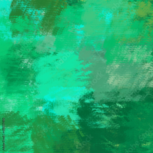 painting with dry brushes, chaotic strokes, emerald and green palette, background for the interior