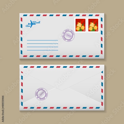 Realistic 3d airmail envelope